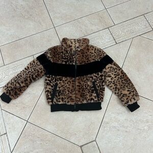 Leopard Print Kids faux fur Jacket